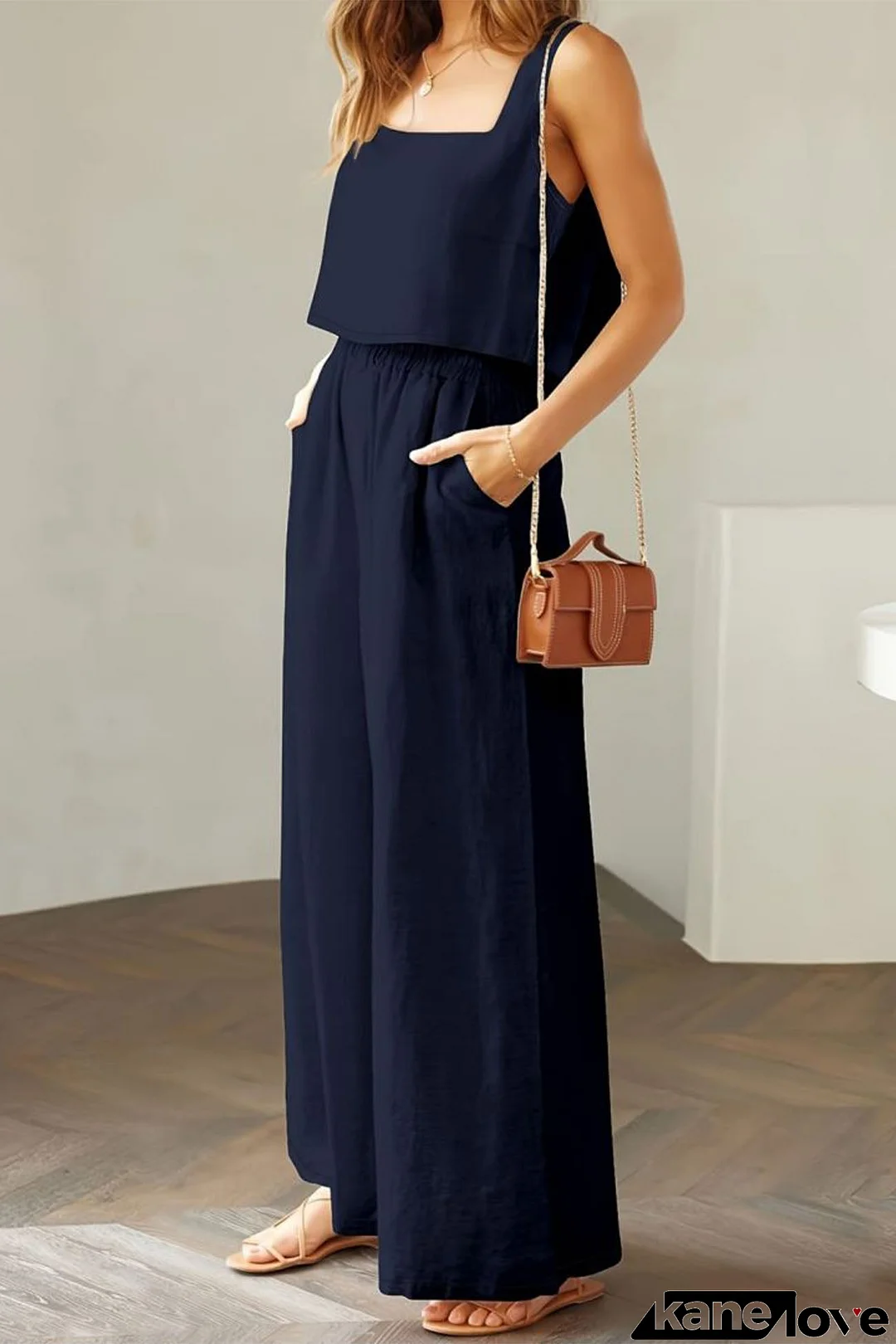 Square Neck Tank Top Long Pants Set