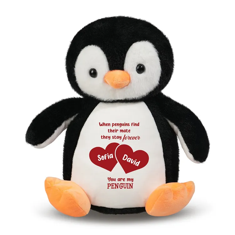 Dyoart Custom Penguin Plush Gift for Her Him, Personalized 13.8" Penguin Stuffy with Name, Wedding Gift for Couple, Romantic Birthday Gift for Girlfriend Boyfriend