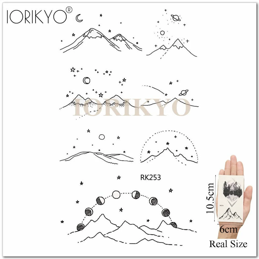 Watercolor Galaxy Cosmonaut Moon Whale Fake Tattoos Stickers For Kids Cartoon In Bulk Tattoo Temporary For Women Arm Tatoo Paste