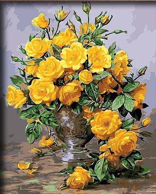 Flower Rose Paint By Numbers Kits UK For Adult WH2028