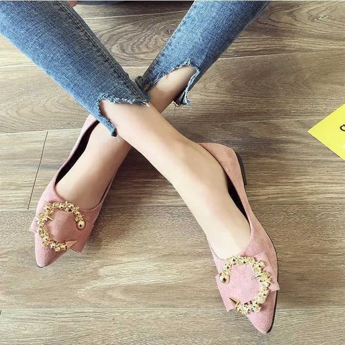 Breakj Breakj Red Fashion Light Mouth Single Shoes Women's 2025 Spring Flat-Bottomed Metal Beans Soft Sole Lazy One-Legged Pedal Women's Shoes