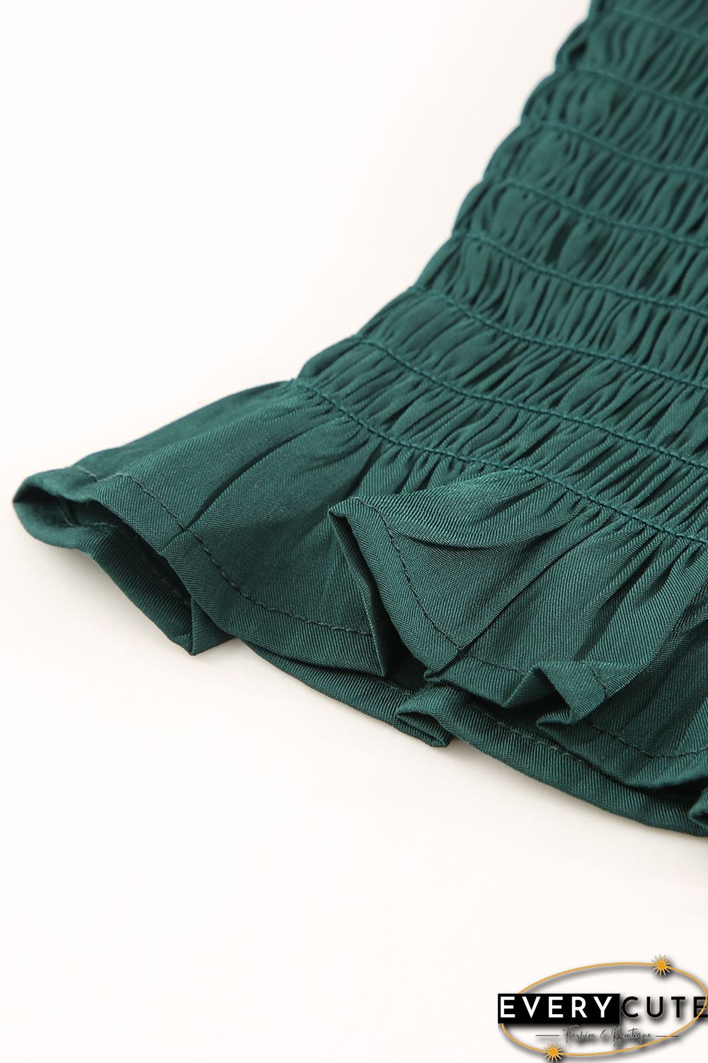 Green Puff Sleeve Smocked Top