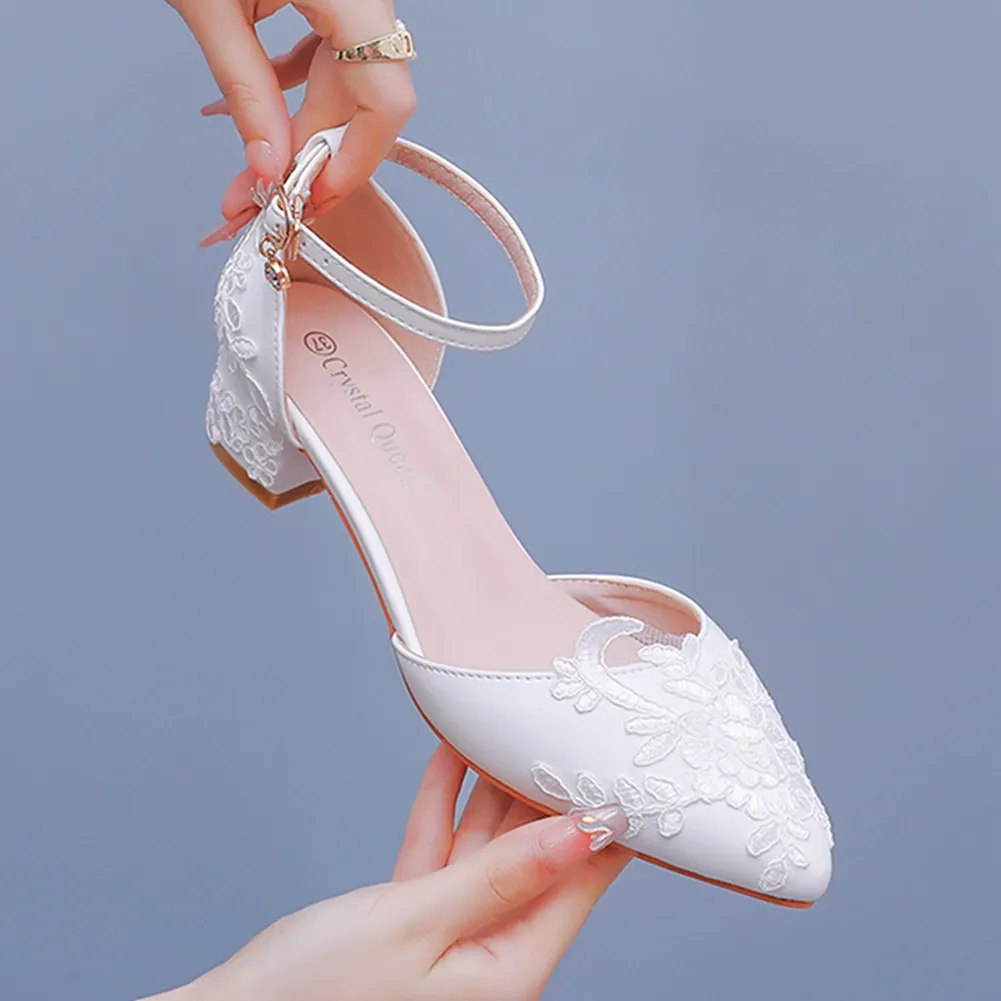 Breakj Breakj Cm Square Thick Heel Tip Hollow Sandals Spring Square With Light White Lace Mesh Bride High Heels Woman