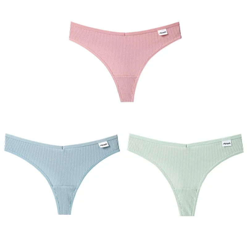 CINOON 3Pcs/Lot V Waist Cotton G-String Thong Panties String Underwear Women Briefs Sexy Lingerie Pants Low-Rise Ladies Intimate