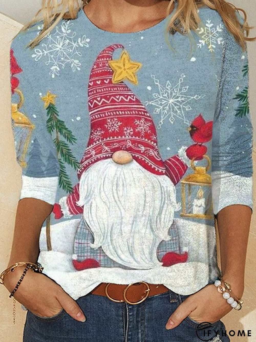 Long Sleeve Crew Neck Casual Printed T-shirt | IFYHOME