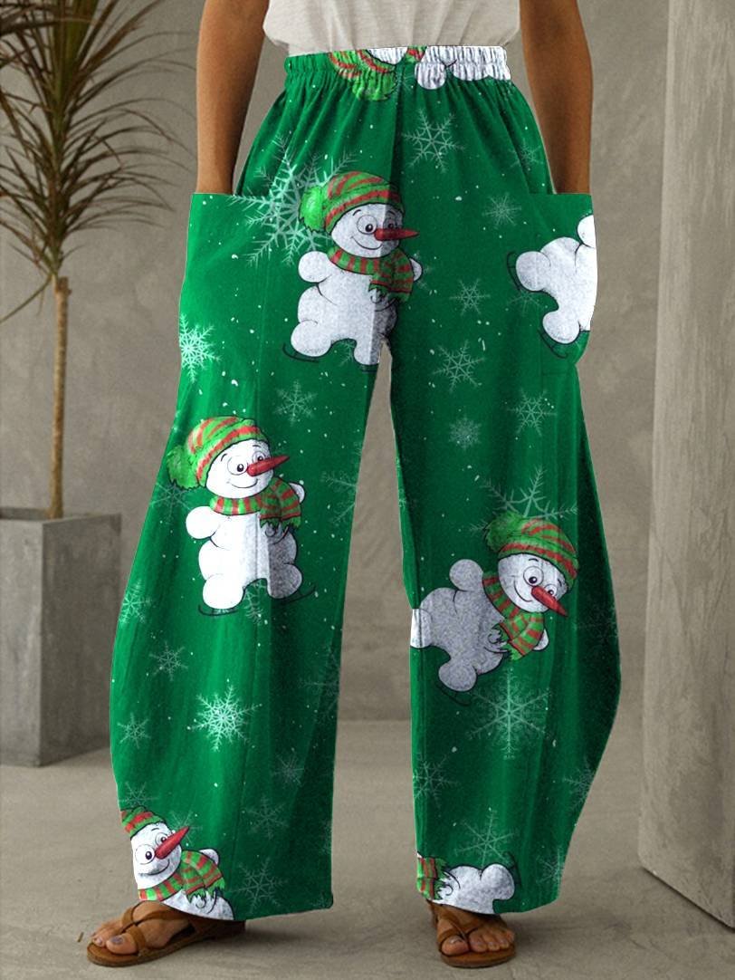 Christmas Print Vintage Casual Loose Pants