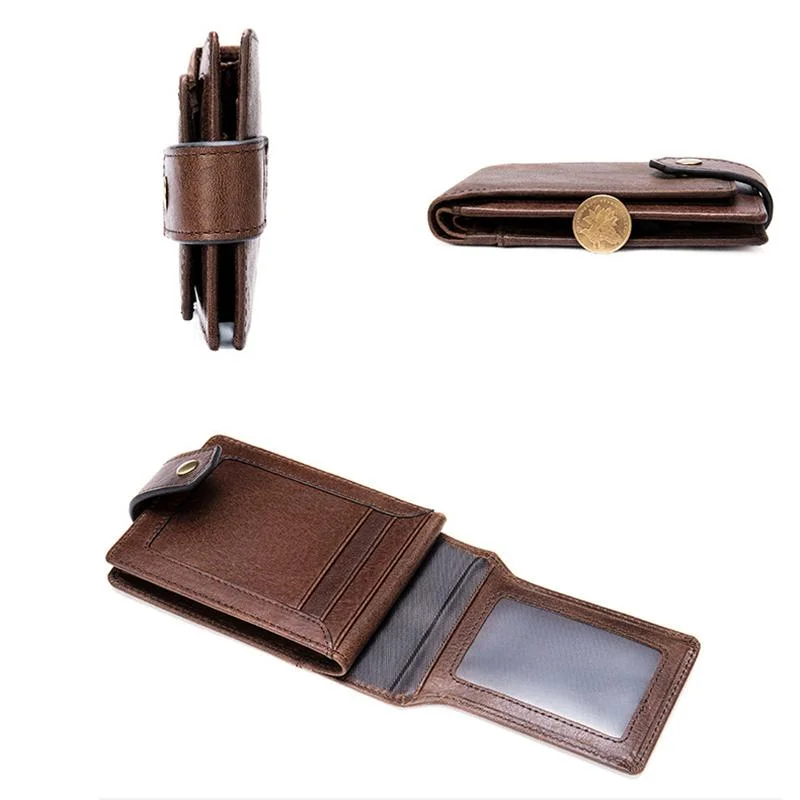 Anti-Scan Genuine Leather Currency Pocket Slip Pocket Coin Slot Lightweight Wallet