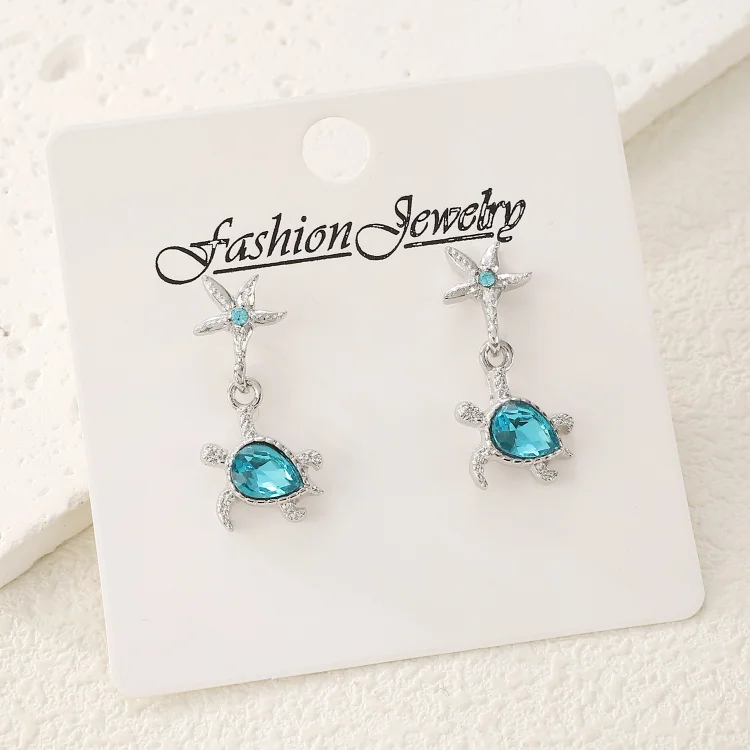 Starfish Blue Turtle Earrings