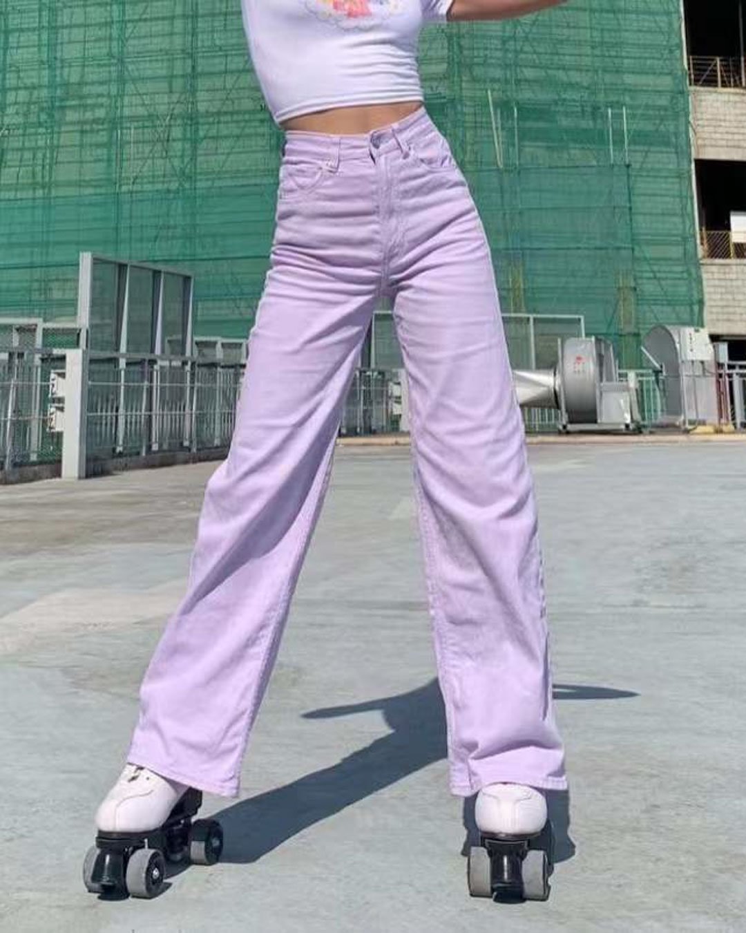 Fashionv-Ins Casual Lilac Straight Jeans