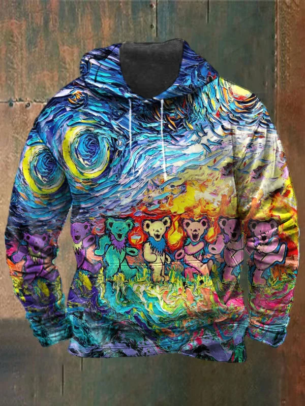 Unisex Bear Print Heavyweight Hoodies