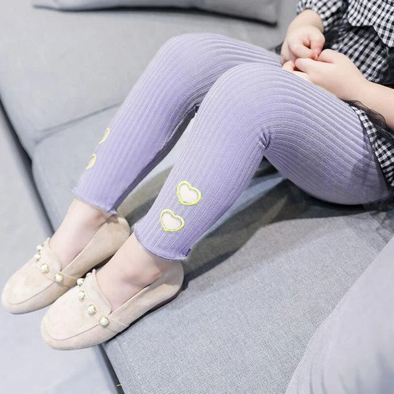 Fashion Spring Autumn Double Girl Combed Cotton Ribbed Leggings Baby Soft Lace Knitted Pant For Boy Keep Warm