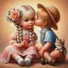 Boy Kissing Girl-11CT Stamped Cross Stitch 40*40cm tapestrymarket