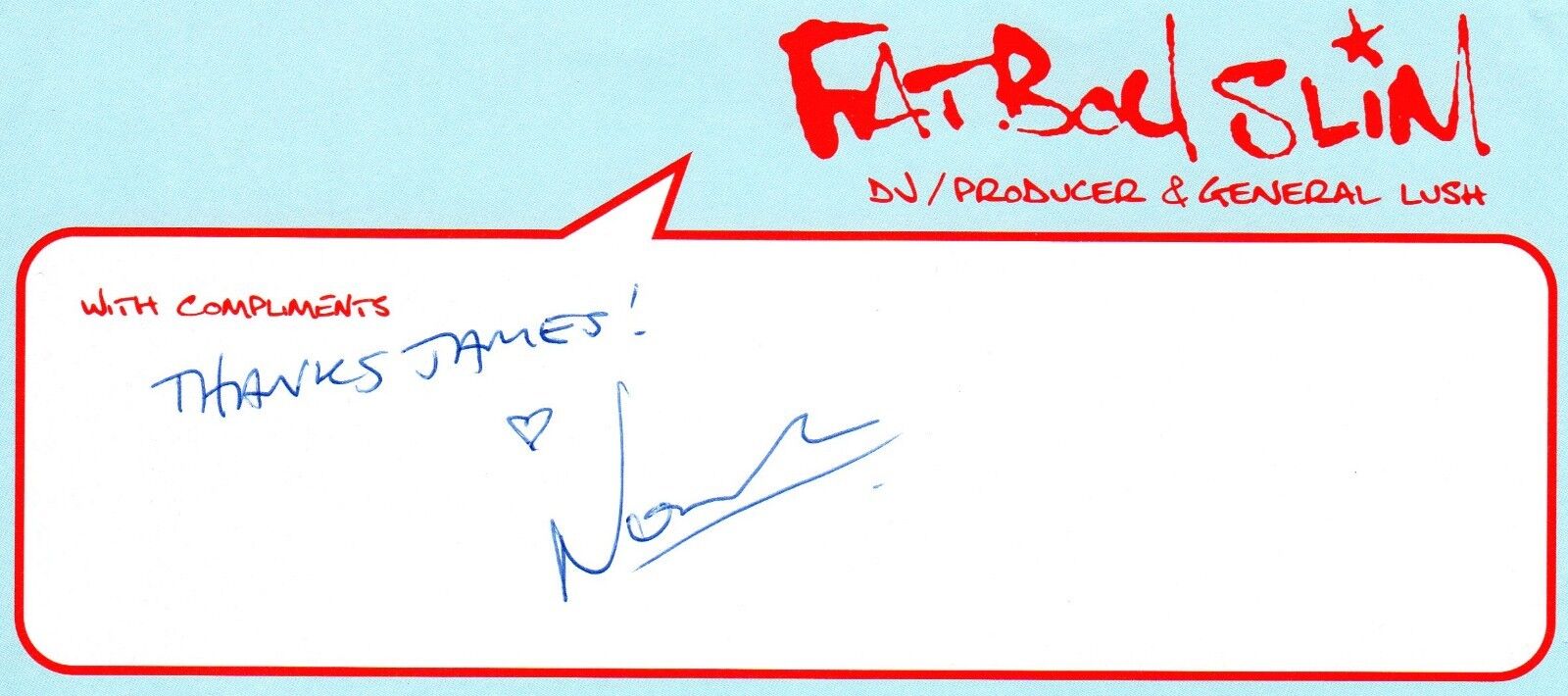 FAT BOY SLIM AUTOGRAPH, DJ, PRODUCER