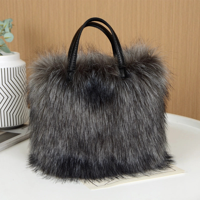 New Imitation Raccoon Fur Fur Plush Bag Women’s Bag Furry Personalized Design Handbag