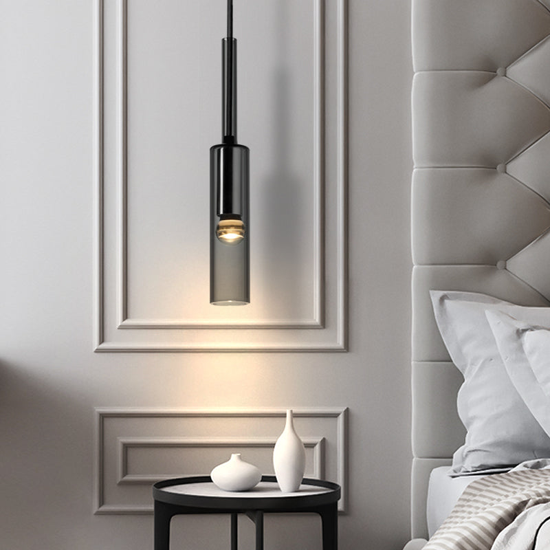 Smoke Grey Glass Tube Pendant Light