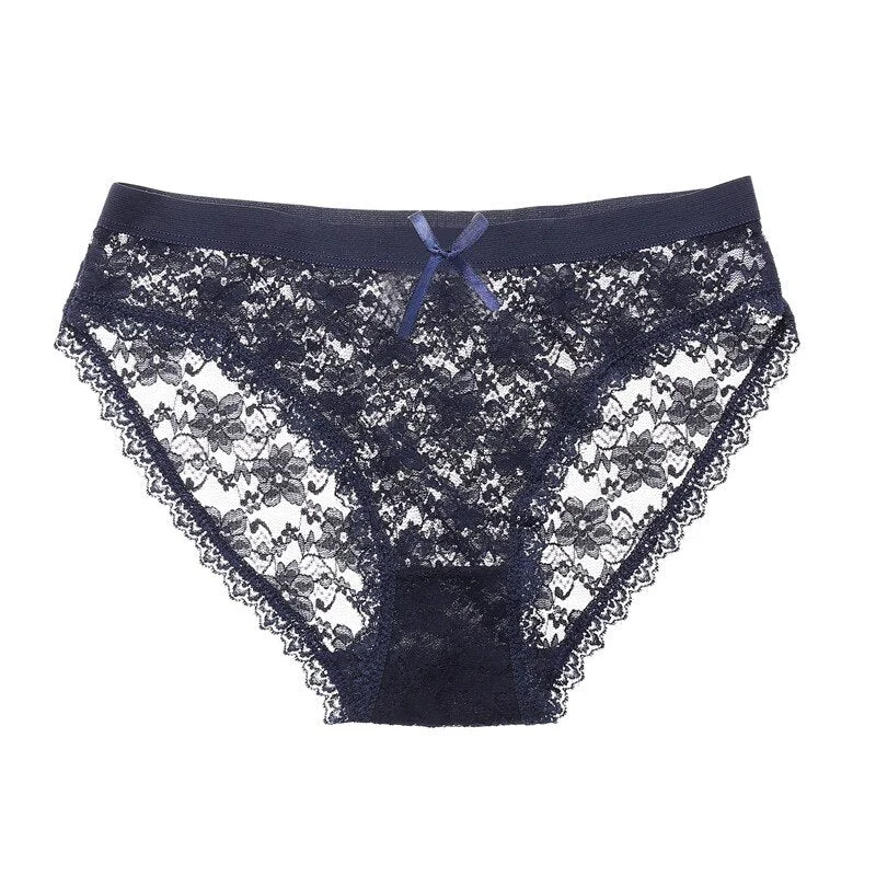 FINETOO Lace Panties Sexy Lingerie Fashion Floral Underwear Women Low Waist Girls Panty Large Size M-2XL Sexy Female Underpants