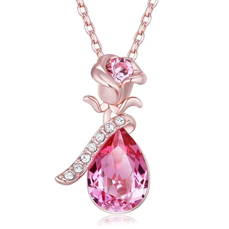 For Self - Don't Forget To Love Yourself First Austria Crystal Rose Necklace