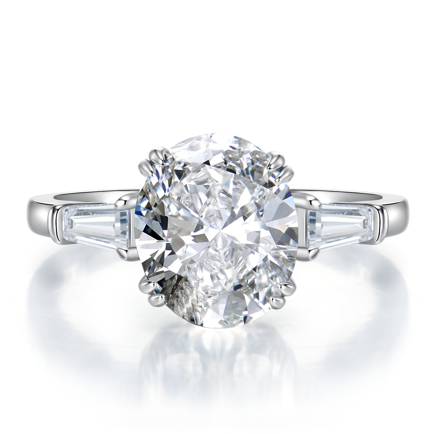 MIKAMU Jewelry Simple Oval 9*11 Diamond Ring in S925 Silver - Ideal Engagement Gift for Women