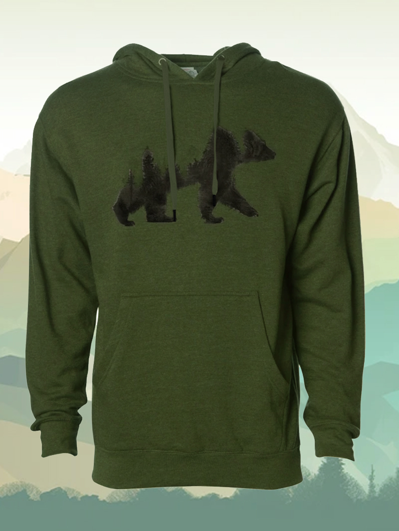 Men's Double Exposure Bear Print Hoodie