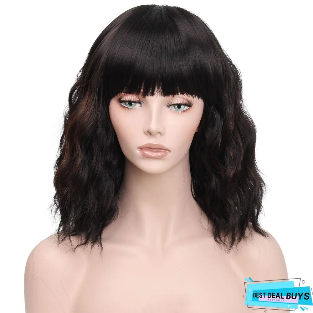 Short Curly Wig Female Chemical Fiber Wig Water Corrugated Wig Head Cover