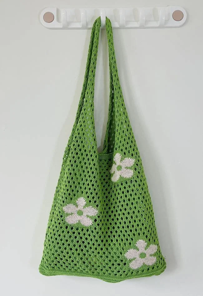 Brownm Cut-out Flowers Shoulder Eco Bag