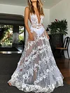 White Wedding Embroidered Hollow Maxi Dress