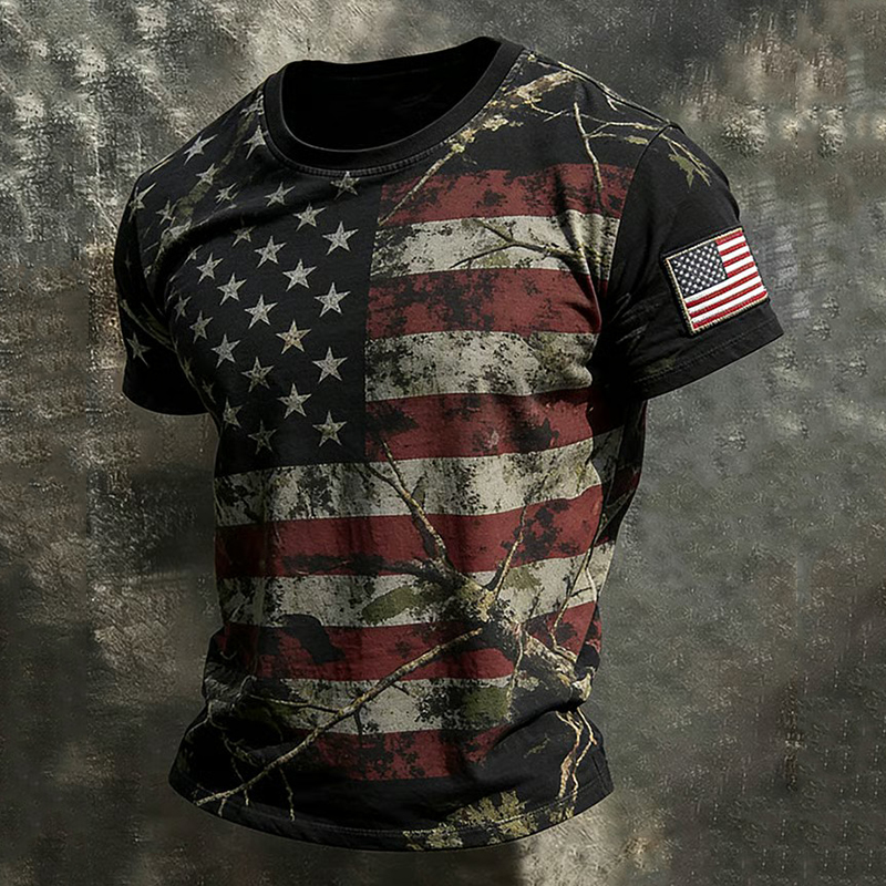  Men's Vintage Camouflage Short-sleeve T-shirt Westsshops