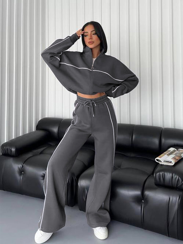 LBL Solid Zip Sweatshirt Set