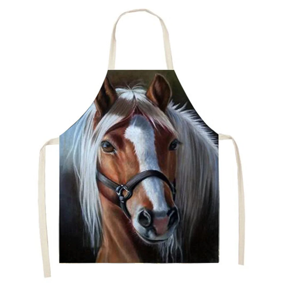 Linen Print Apron - Horse - 68x55cm