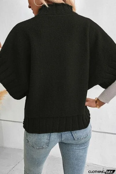Mock Neck Short Sleeve Sweater