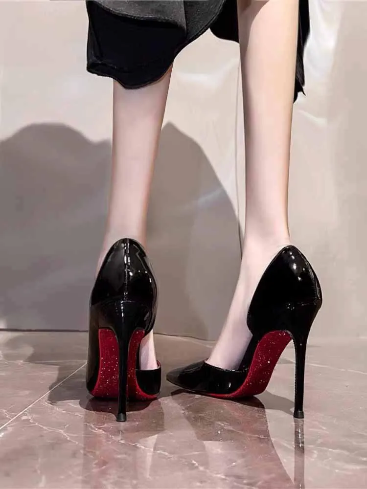 Breakj Breakj Heels On The Bed Of High-Heeled Shoes With Ultra-High Female Fine Heel 2025 New Autumn Black 10 Cm Sexy Pointed Single Shoes