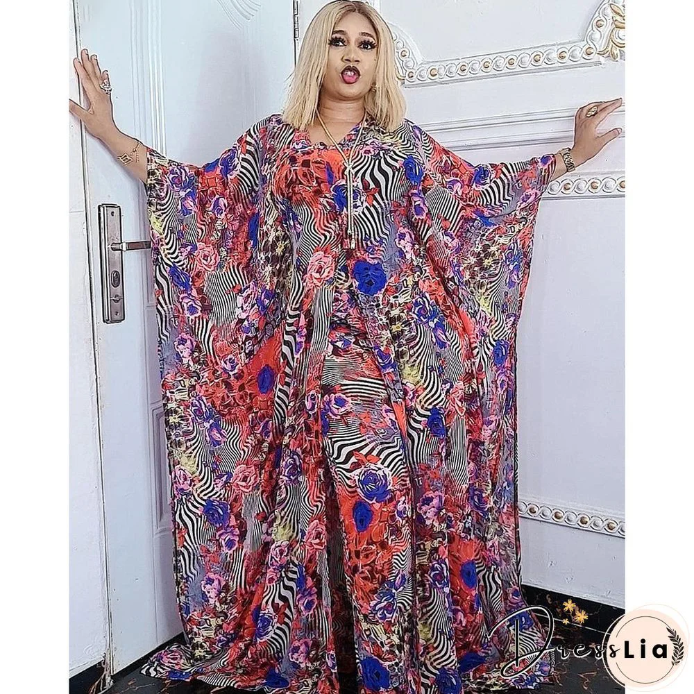 Summer African ClothesFor Women Two Piece Set Dashiki Fashion Long Dress Sets Pants Suits Outfits Party Dresses Plus Size