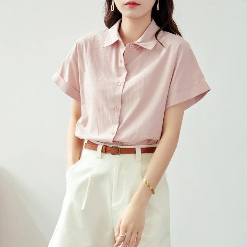 Athvotar Athvotar Short-Sleeved Shirt Women 2025 New Summer White Shirt Professional Commuter Women Wear Loose Tops