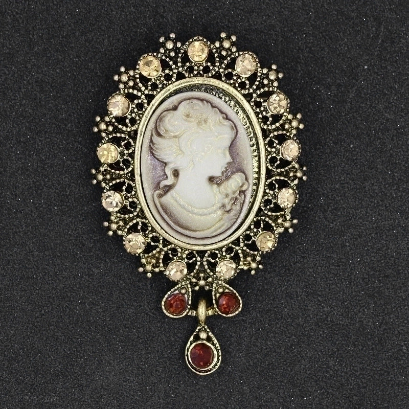 Retro Pin Portrait Alloy Plating Rhinestones Women’S Brooches