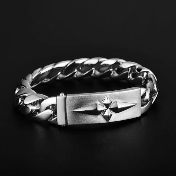 Sterling Silver Crucifix Curb Chain Bracelet