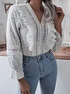 Hollow Falbala Long Sleeves Shirts Tops