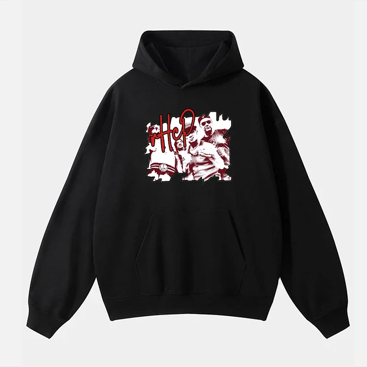 Casual Fleece-lined Red Hot Chili Peppers Graphics Print Hoodie