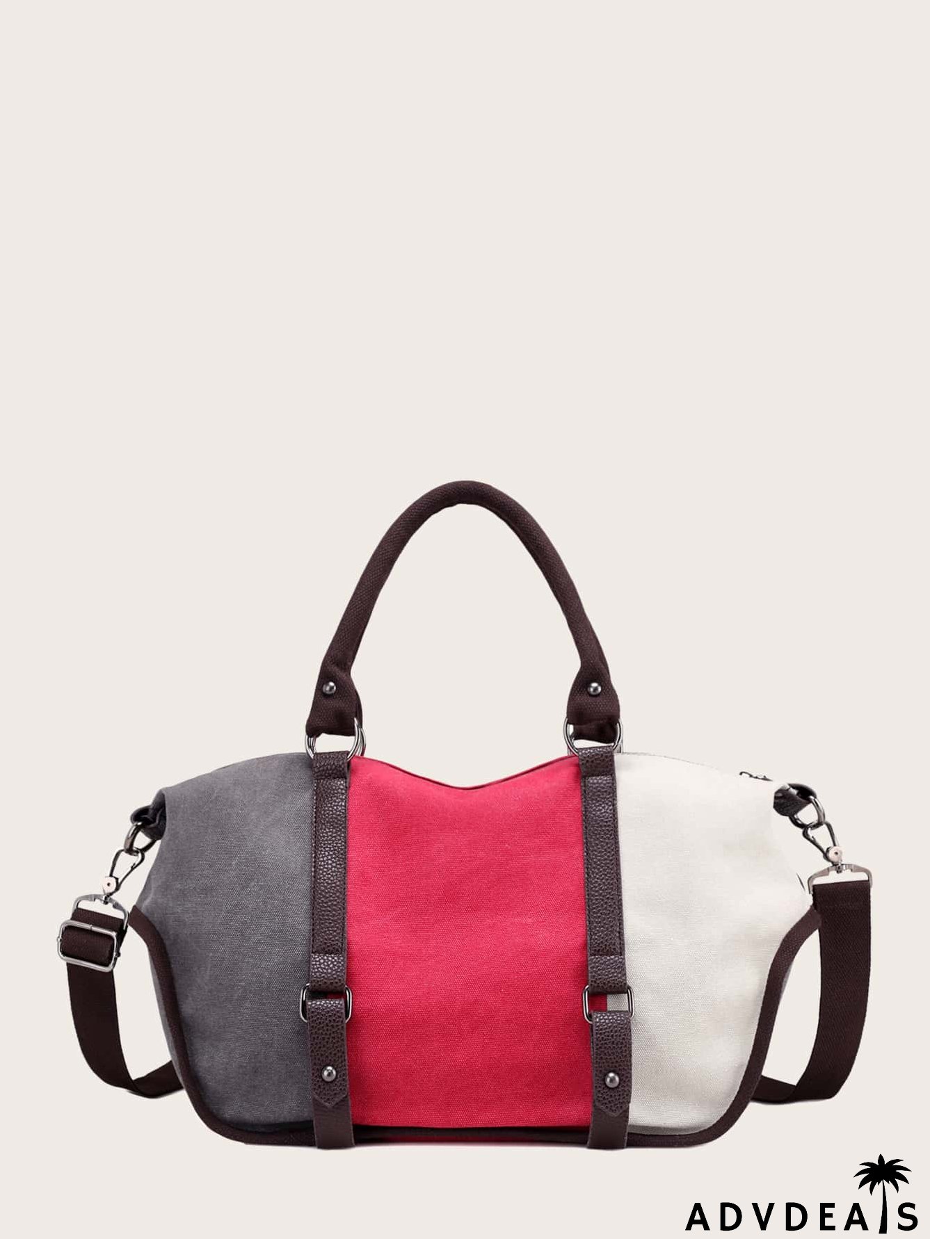 Colorblock Large Capacity Top Handle Bag