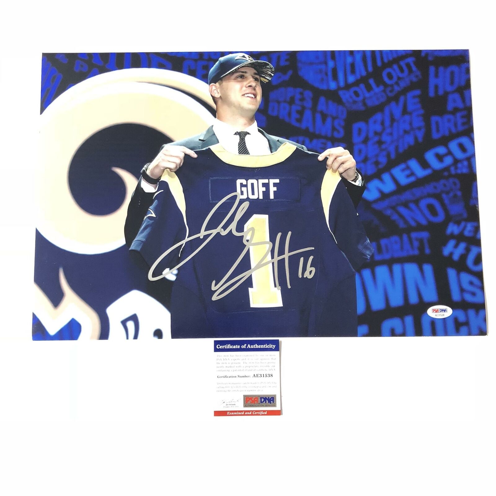 Jared Goff signed 12x18 Photo Poster painting PSA/DNA Los Angeles Rams Autographed