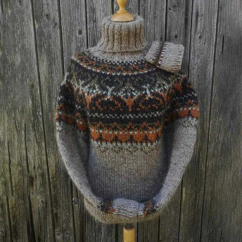 Vintage Fairman Island Jacquard Turtleneck Sweater