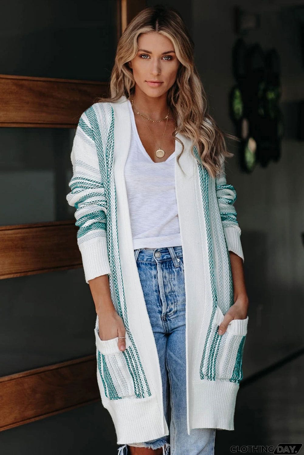 Pocketed Cotton Blend Cardigan