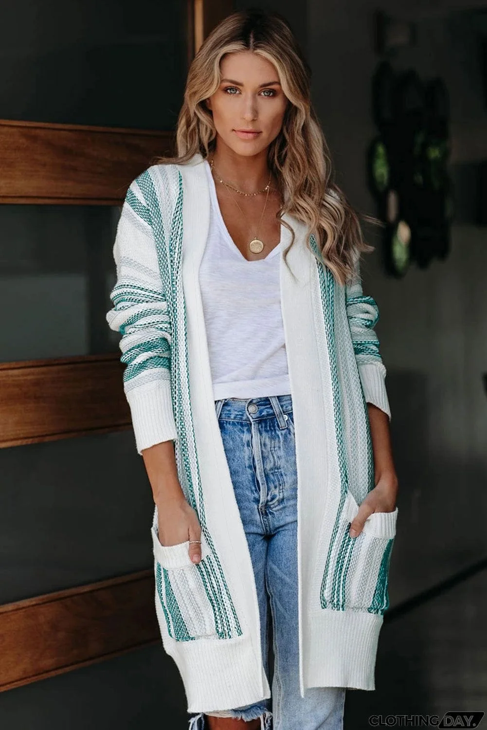Pocketed Cotton Blend Cardigan