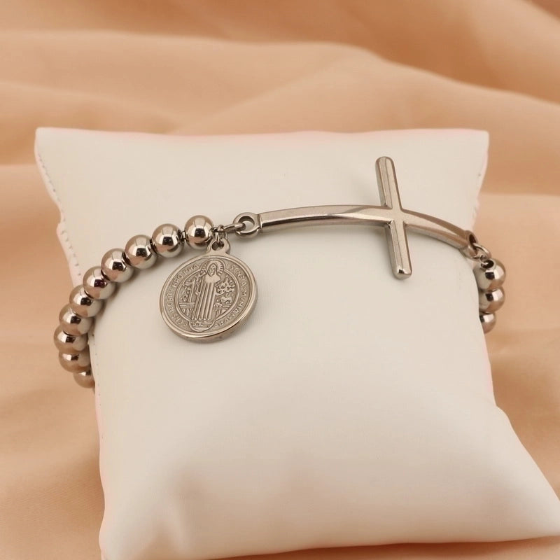 Basic Streetwear Cross Stainless Steel 18K Gold Plated Bracelets In Bulk