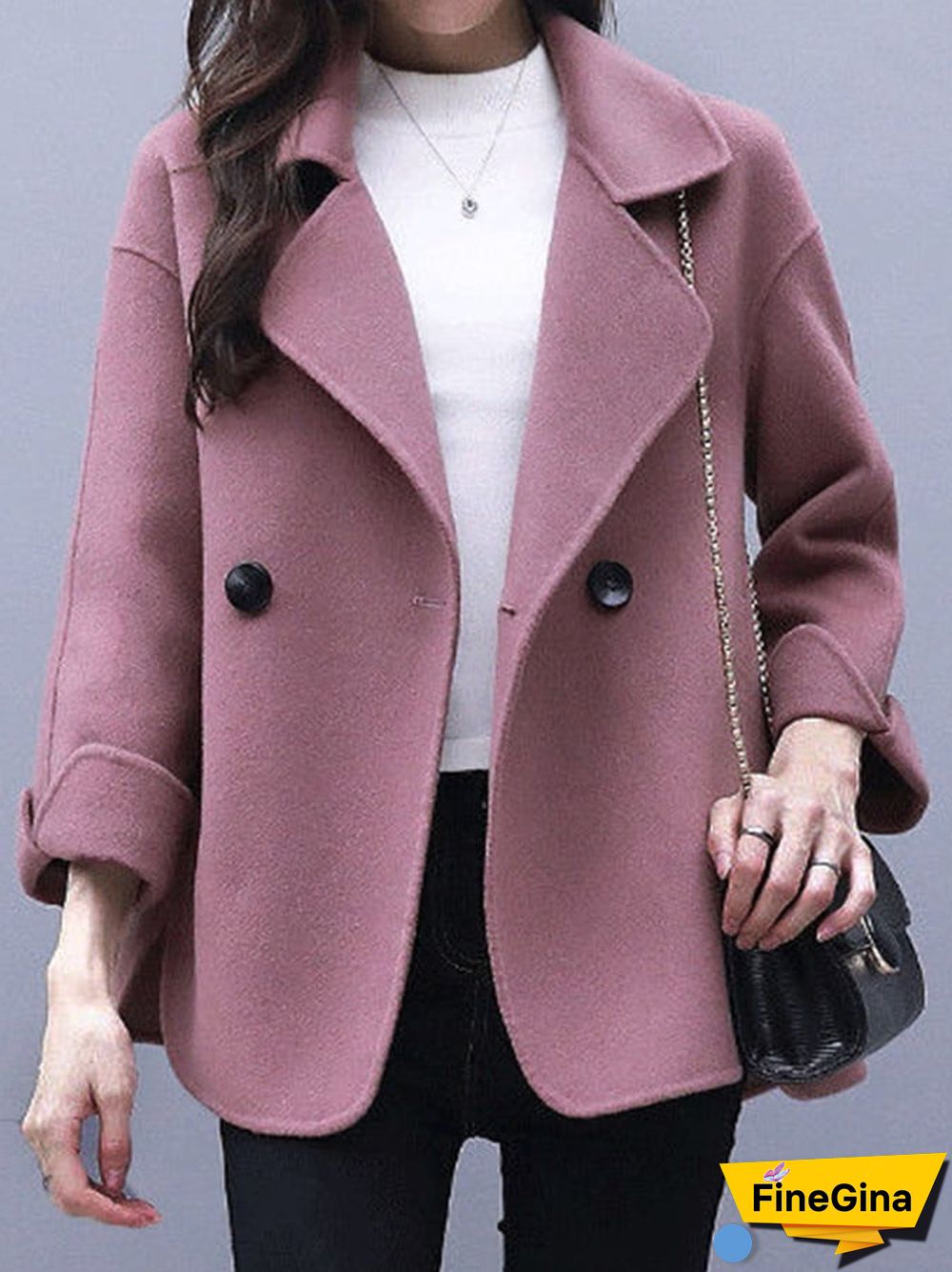 Stylish Notched Collar Pocket Button Coat