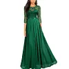Medium-long Sleeve Chiffon Dress Round Neck Stitching Lace Dress Evening Dress Black Dresses