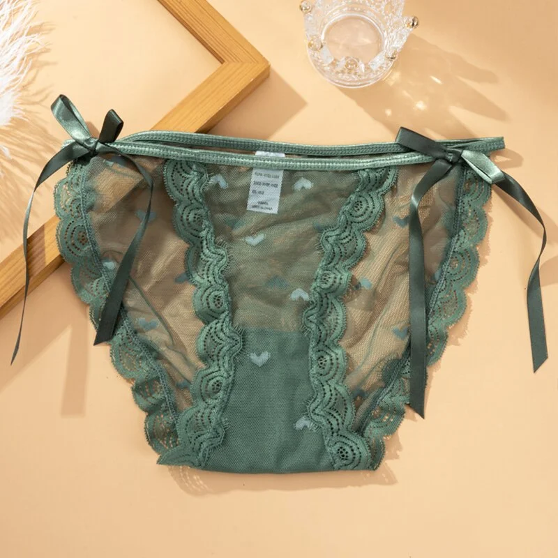 Sexy Lace Panties For Women Underwear Fashion Heart Lingerie Low-Rise Breathable Hollow Out Female Transparent Temptation Briefs