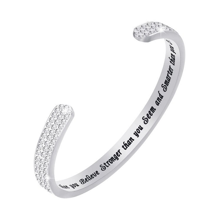 Creative Lettering C-shaped Diamond Cuff Bracelet