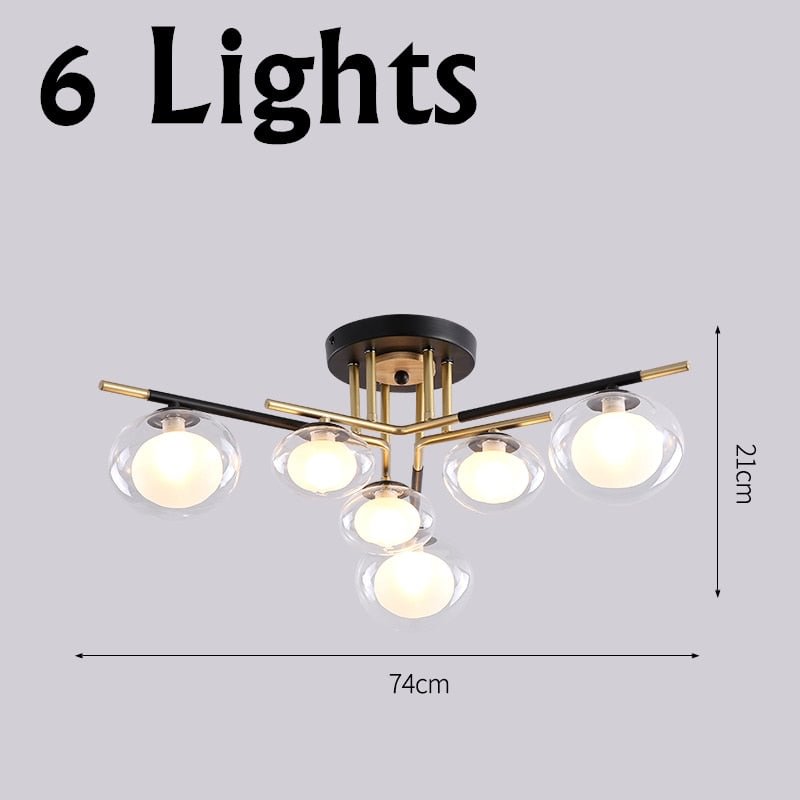 Nordic LED Ceiling Lamp Lighting Living Room Dining Room Modern Glass Ceiling Lights Lustre Chandelier Home Decor Light Fixtures