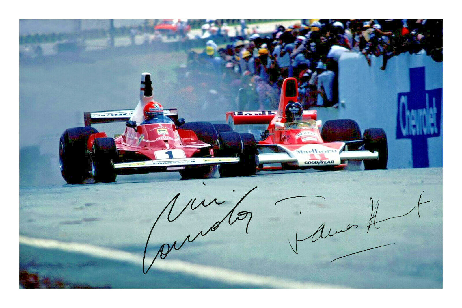 Niki Lauda & James Hunt Signed A4 Photo Poster painting Print Autograph Formula 1 World Champion