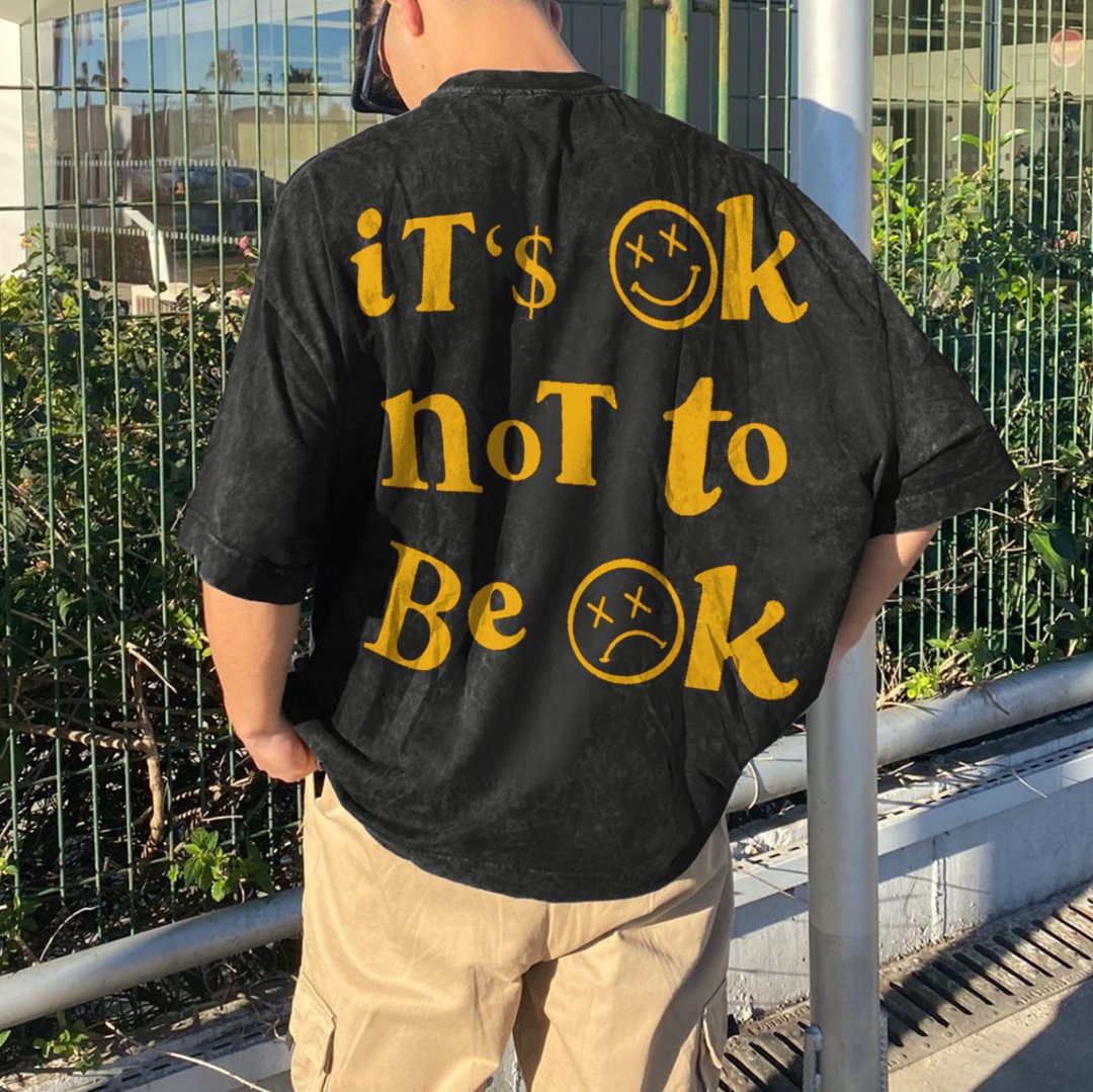 "IT'S OK NOT TO BE OK" Unisex Oversized Black T-Shirt